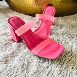 Pink strappy heels, wore once!